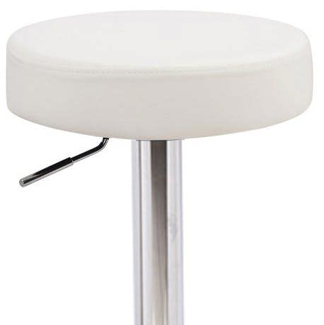 Lamboro Semplice Breakfast Bar Stool, Chrome Footrest, Height Adjustable Swivel Gas Lift, Home Bar & Kitchen Faux-Leather Barstool, White