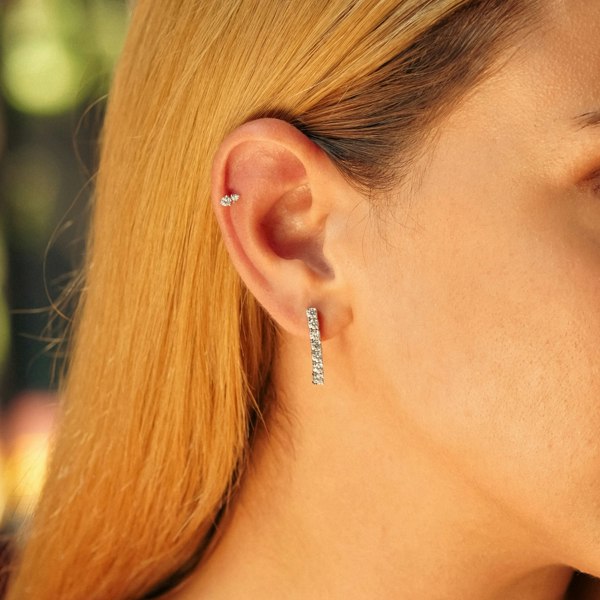 Spero London Sterling Silver Tennis Earring - Single