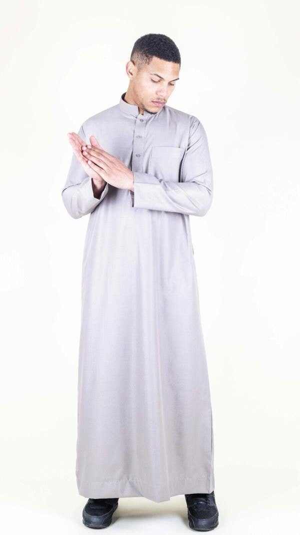 Infinity Leather Mens Thobe Jubba Saudi Islamic Arabic Eid Cotton Kaftan Jubbah Umrah Robe