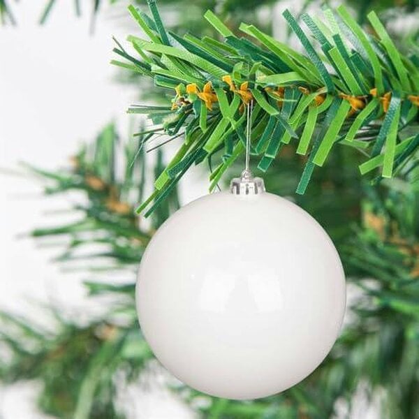 Shatchi White PVC Christmas Baubles Pack Sizes, Shatterproof 10cm Hanging Decorations for Tree and Home