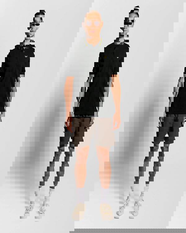 Lyle & Scott Tartan Collar Mens Polo Shirt - Z865 Jet Black | CHO | Designer Mens Short Sleeve Polo Shirts