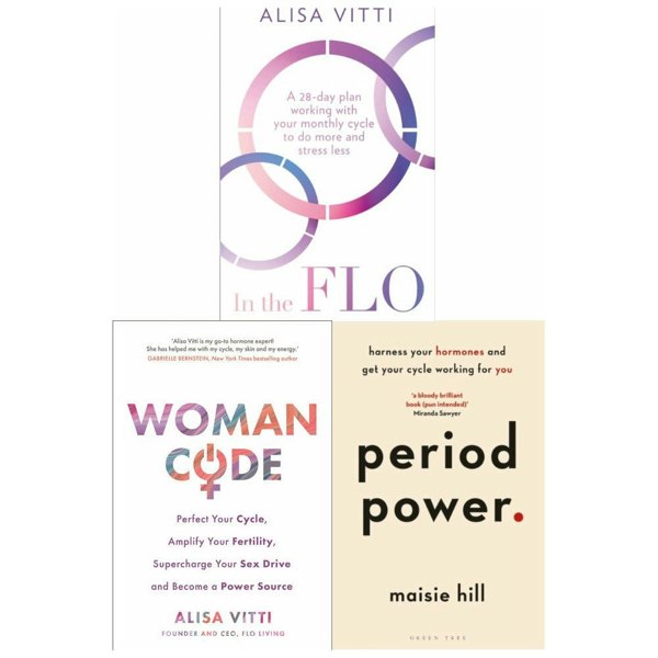 In The Flo, Woman Code, Period Power 3 Book Set Handbook to Periods and Hormones