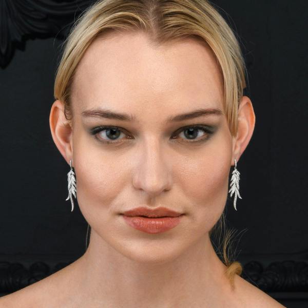 namana Sterling Silver Long Drop Earrings for Women.