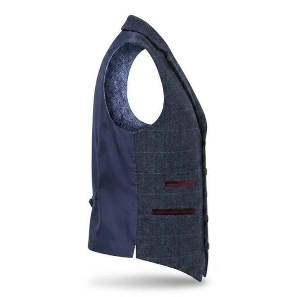 TruClothing TPW-32 - Women's Navy Wool Blend Tweed Blazer Waistcoat