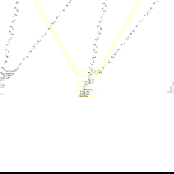 Say It With Dainty CZ Block Initial Necklace - Yellow Gold Plated