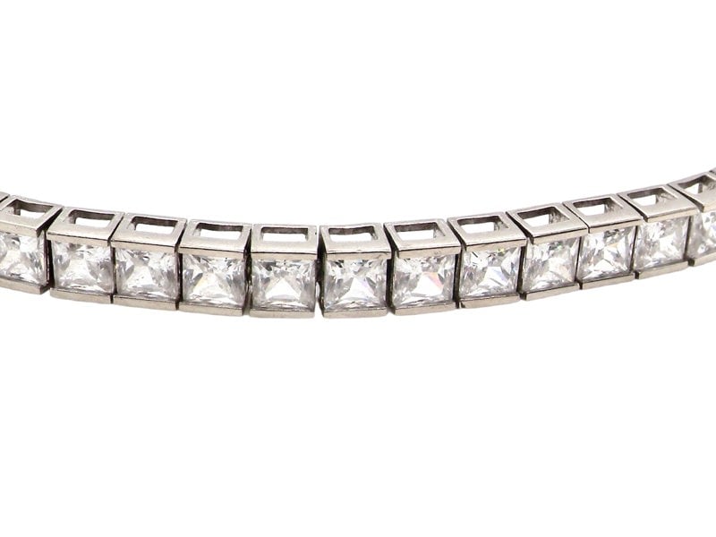 Vintage Tom A 9ct white gold cubic zirconia line bracelet