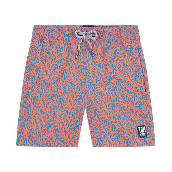 Tom & Teddy Mid Blue & Orange Coral