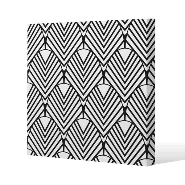 Benjamin Tate Design Black Geometric Decoration Slim Style Canvas Print  90x90cm , 15mm Slim Real wood.