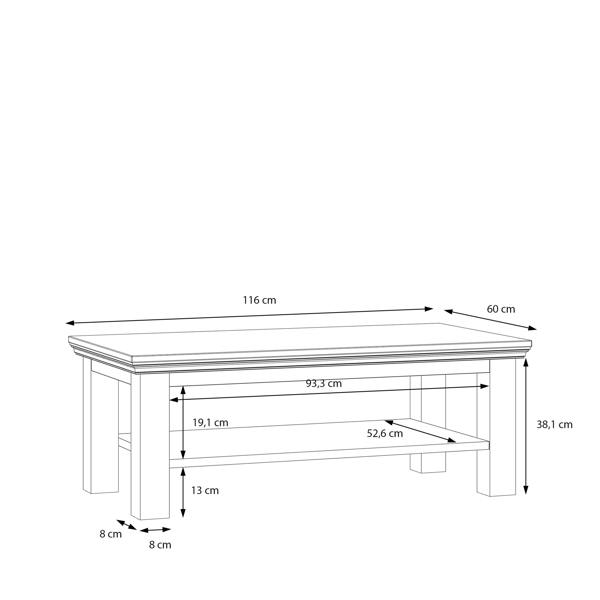 Furniture To Go Pontypool Large Rectangular Coffee Table with Shelf in Grey and Mauvella Oak