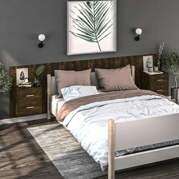 Berkfield Wall-mounted Bedside Cabinets 2 pcs Smoked Oak
