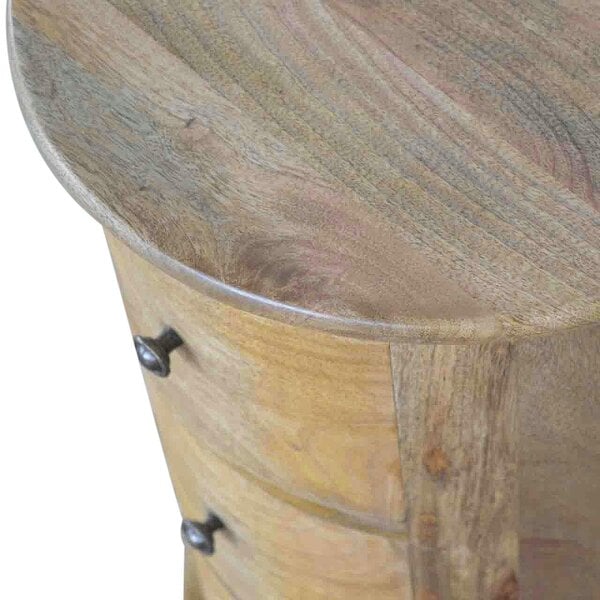 Wyld Haus Amalfi 3 Drawer Wooden Drum Bedside Table