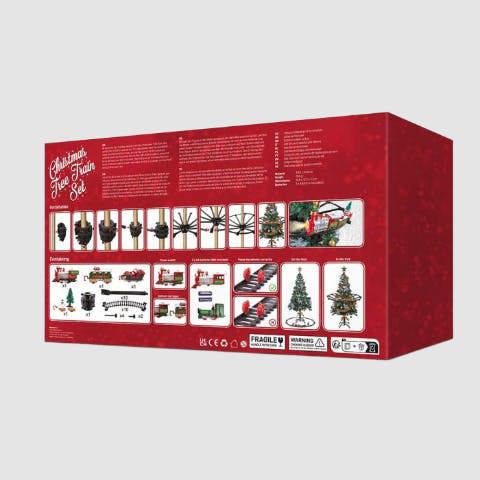 Christmas Tree Train Set with Lights and Sounds, 31-Piece Festive Fun