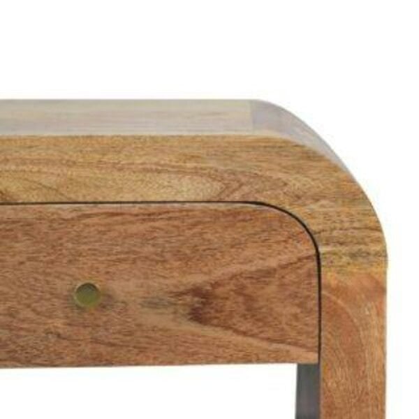 Wyld Haus Tende Curved Minimalist Mango Wood Bedside Table with Drawer
