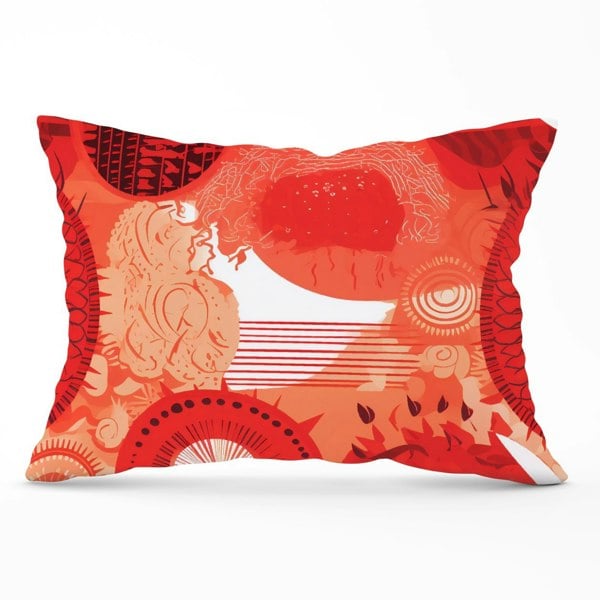 Warren Reed Abstract Red Sun pattern Cushions