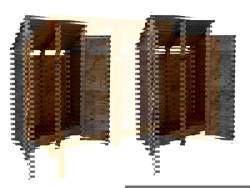 Arbor Garden Solutions Wooden Log Store (Roof Sloping Back) with Door W-146cm, H-126cm or 180cm, D-88cm - Brown Finish