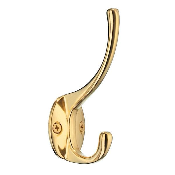 Polished brass coat and hat hook