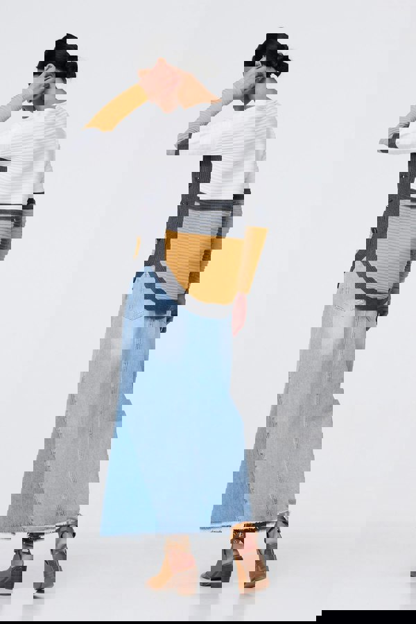 Mustard | Colour Block Zip Detail V-Neck Jumper
