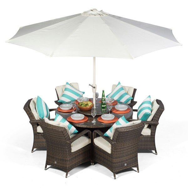 Giardino Arizona Round 6 Seater Rattan Patio Dining Set