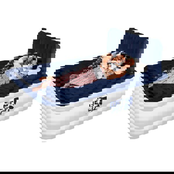 Get Fit Blow Up Air Bed With Built In Electric Pump - Headboard & Free Inflatable Pillow - King