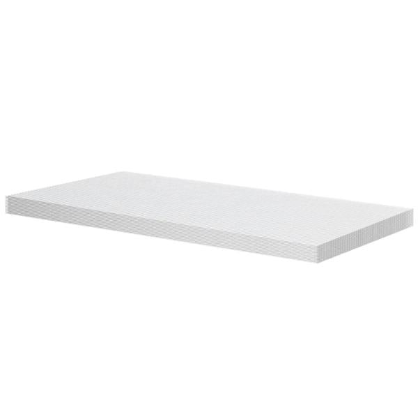 Clear twin-wall polycarbonate sheet panel with ribbed surface and flat bottom edge