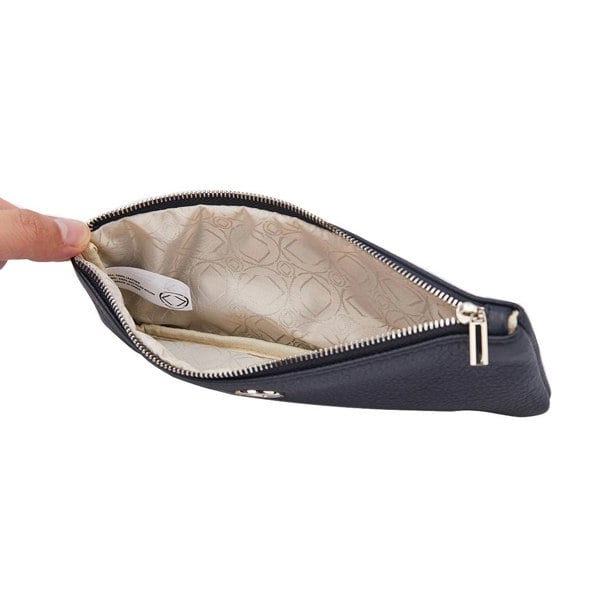 KeriKit England Scotty Pencil Case - Limited Edition - Navy Leather with Silver Hardware