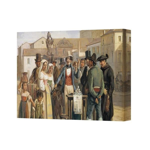 Benjamin Tate Design Victorian Street Scene Canvas Print Artwork Market Square With Figures