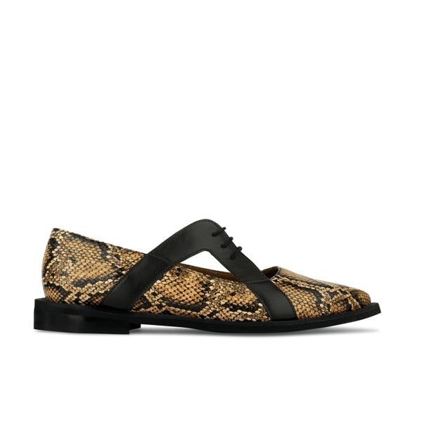 Embassy London Harlowe - Brown Snake - Women's cutout leather lace up shoe