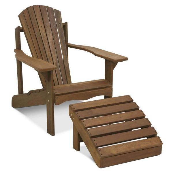 WALPLUS Tioman Hardwood Adirondack Footstool in Teak Oil | Modern Home Decor