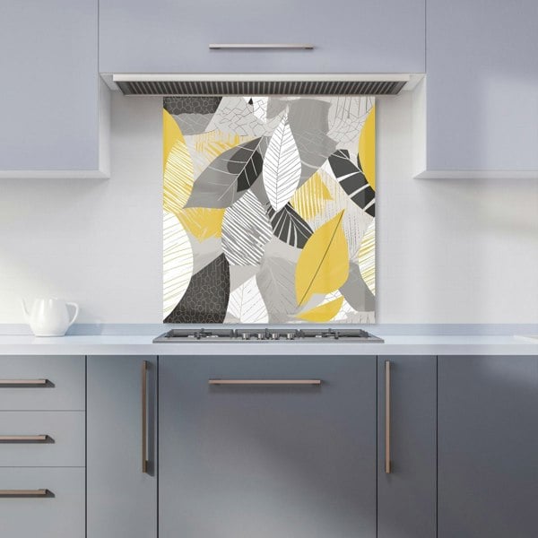 Warren Reed - Designer Grey Yellow Autumn Leaves Kitchen Splashback