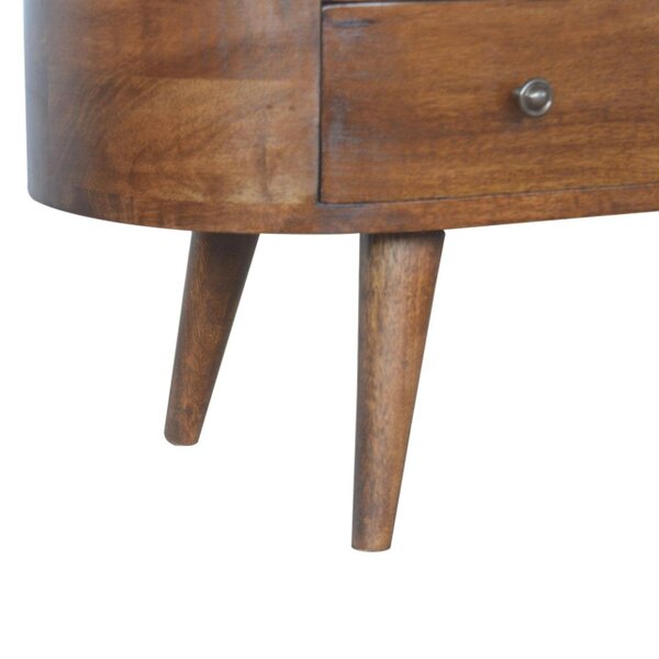 Wyld Haus Brescia Chestnut Mango Wood Round TV Entertainment Unit 4 Drawers