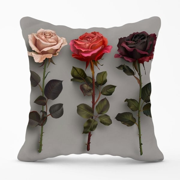 Warren Reed 3 Red And Pink Roses Cushions