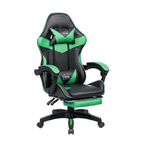 Neo Green & Black PU Leather Gaming Chair with Footrest