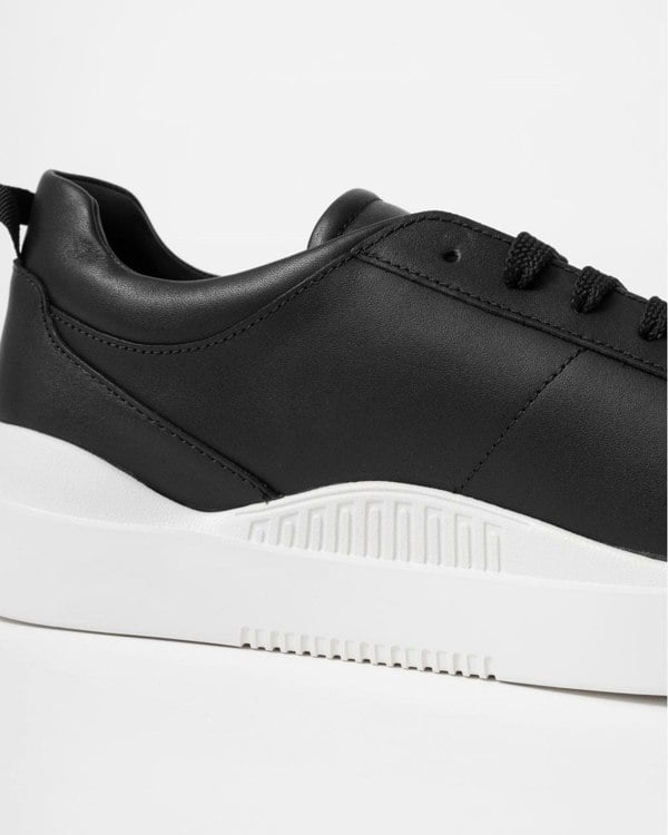 HUGO Blake Tenn Mens Leather Trainers with Branded Quarter - Black 001