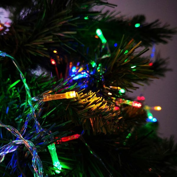 Samuel Alexander 50 LED 5m Premier Christmas Outdoor Multi Function Battery Lights with Timer & Clear Cable in Multicoloured