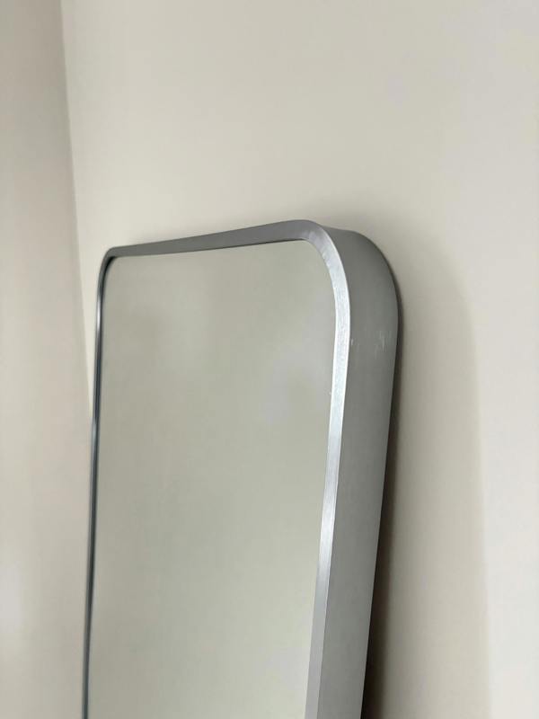 Downton Interiors Stunning Silver Rectangular Metal Frame Wall or Floor Standing Dressing Mirror 145cm x 45cm - Soho Collection