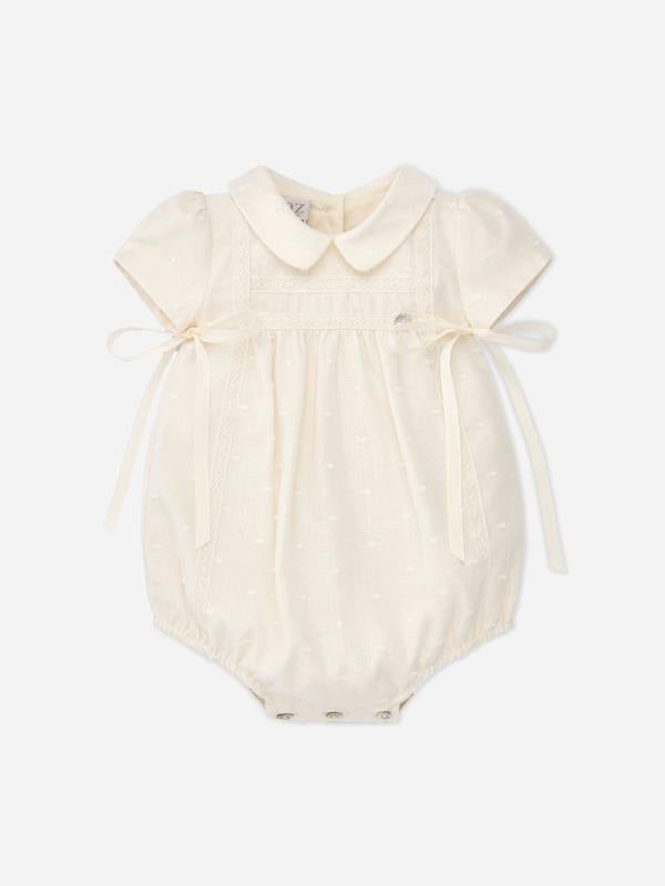 Paz Rodriguez Baby Girls Embroidered Romper in Ivory