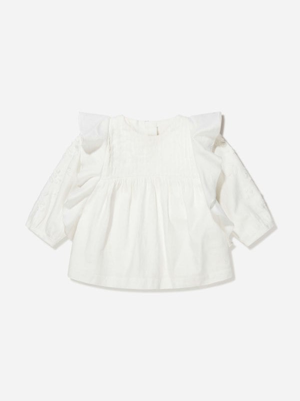 Chloé Baby Girls Organic Cotton Blouse in Ivory