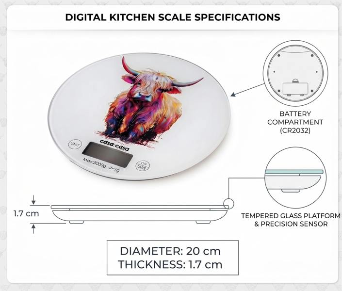 Blue Canyon Hamish Highland Cow Kitchen Scale