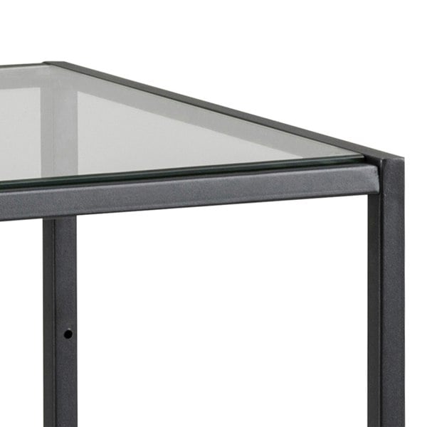 Furniture To Go Seaford Narrow Black Metal Bookcase with 2 Glass Shelves