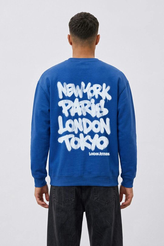 London Attitude Oversized Heavyweight City Graffiti Sweatshirt