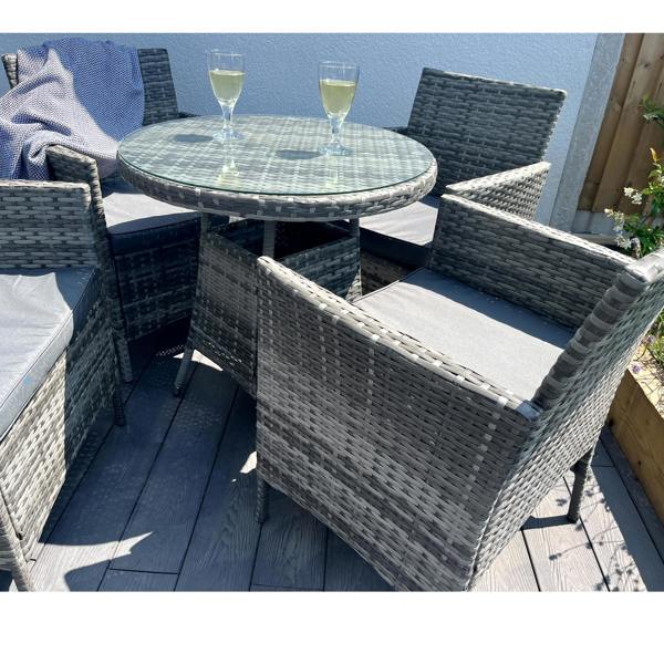 Amazon 5-Piece Rattan Wicker Relaxed Garden Dining Set - Madefor.Living