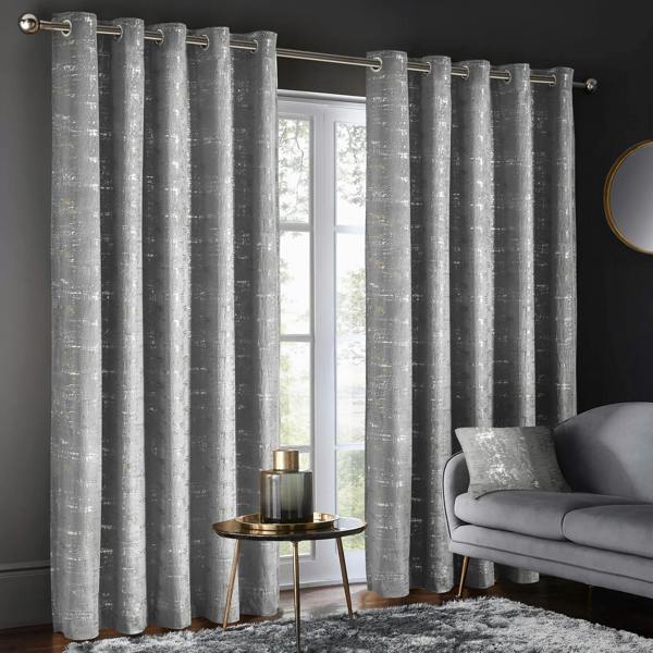 Intimates Opulent Ring Top Metallic Velvet Shimmer Curtains - Luxury Window Drapes - Energy Saving Blackout Curtains - 229cm x 183cm
