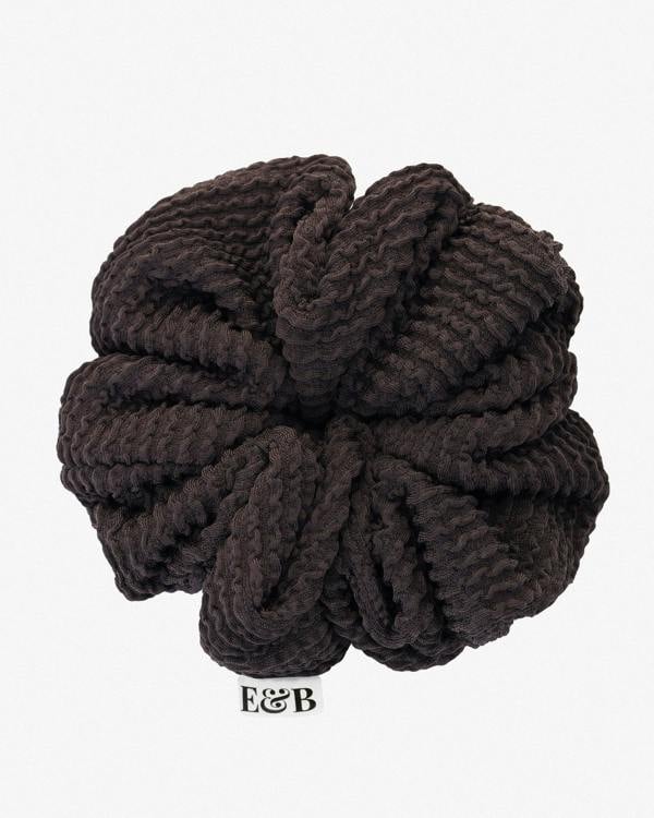 Elk & Bloom Soft 100% Cotton Brown Chunky Hair Scrunchie