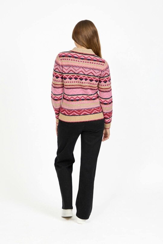 Mudflower Fair Isle Collared Knit Cardigan