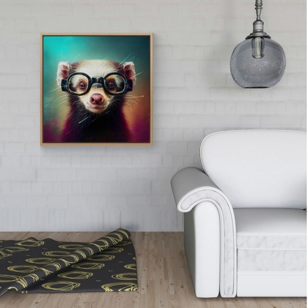 Warren Reed Ferret Splash Art Framed Canvas