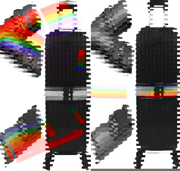 KAV 4 Pack Rainbow Luggage Straps - Heavy Duty, Suitcases Belts with Quick-Release Buckle, Non-Slip Belts for Travel Accessories Adjustable Bag Strap