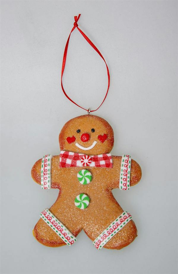 Christmas Tree Hanging Decorations Traditional Gingerbread Cookie Couple with Ribbons image 8