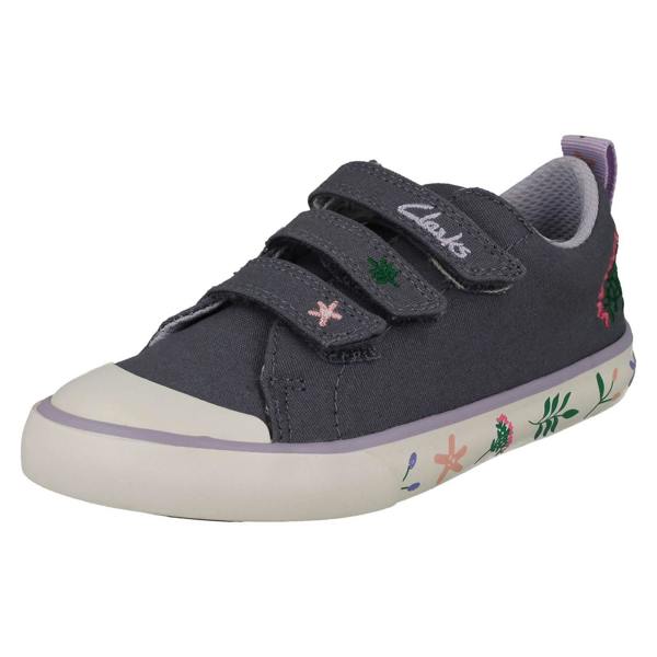 Clarks Childrens Clarks Pattern Detailed Canvas Shoes Foxing Lo