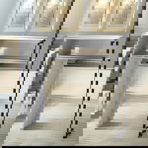 Rafaelo Mobilia 2 Tier Hallway Console Table With Steel Frame White