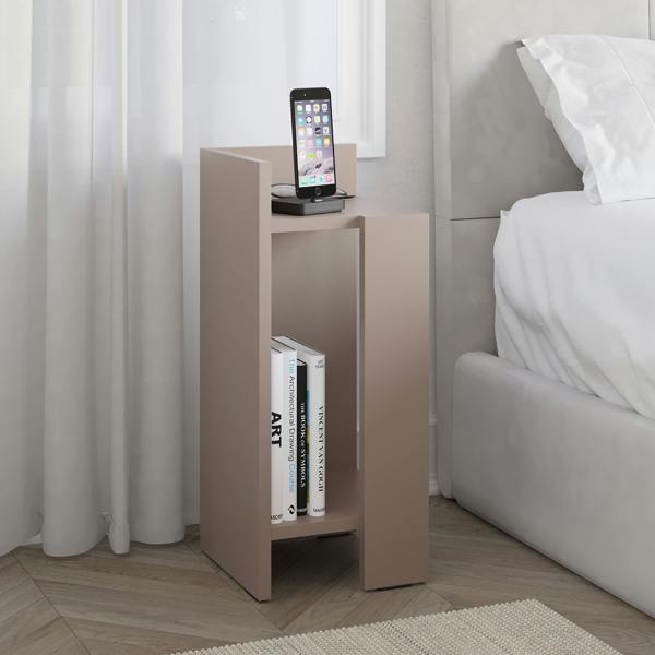 Decortie Elos Bedside Tables Set of 2 Modern Narrow Design with Storage Shelves Right&Left 25x25x60cm